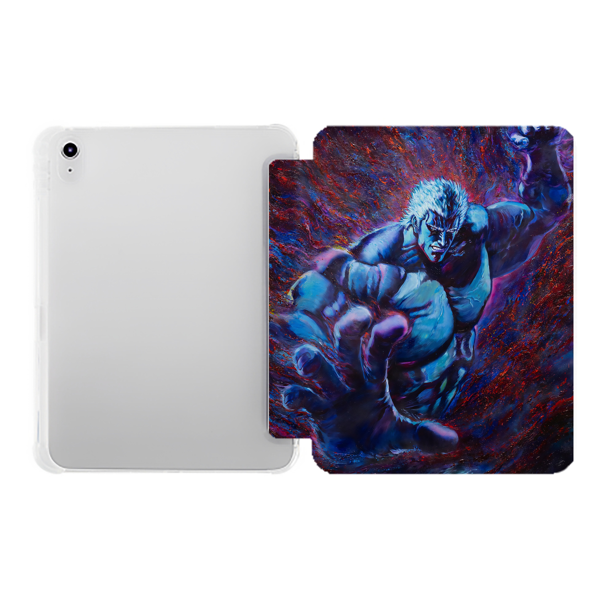 （画像用） 北斗の拳 Fist of the North Star IPad ケース ペン収納付き 三つ折りスタンド PUレザー×シリコン 対応機種9.5/10.5/10.9インチ